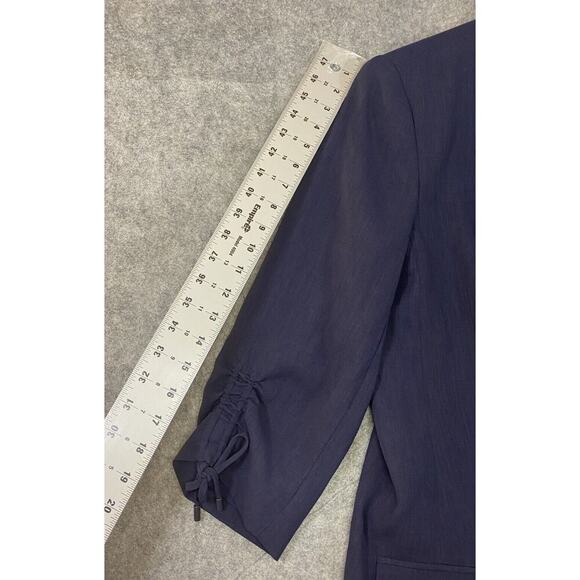 Loft Jacket Womens Size 14 Navy Open Front Cinched Sleeve W/ Tie Career - Picture 4 of 16